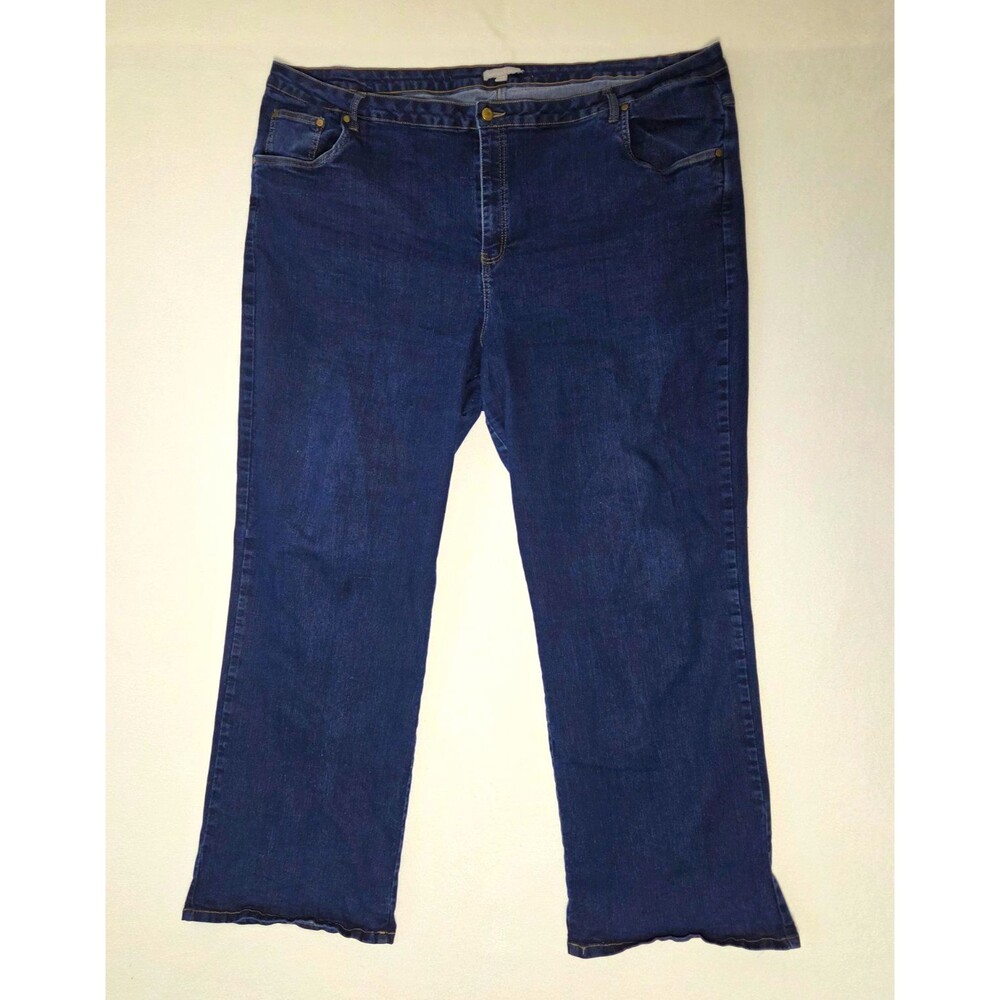 Woman Within Womens TALL 30W Bootcut Dark Wash Blue Stretch Denim Jeans Mid Rise